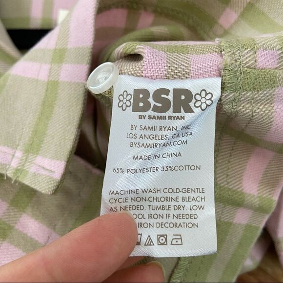 BSR By Samii Ryan My Way Plaid Crop Button Down Size XS NWT - Picture 9 of 9